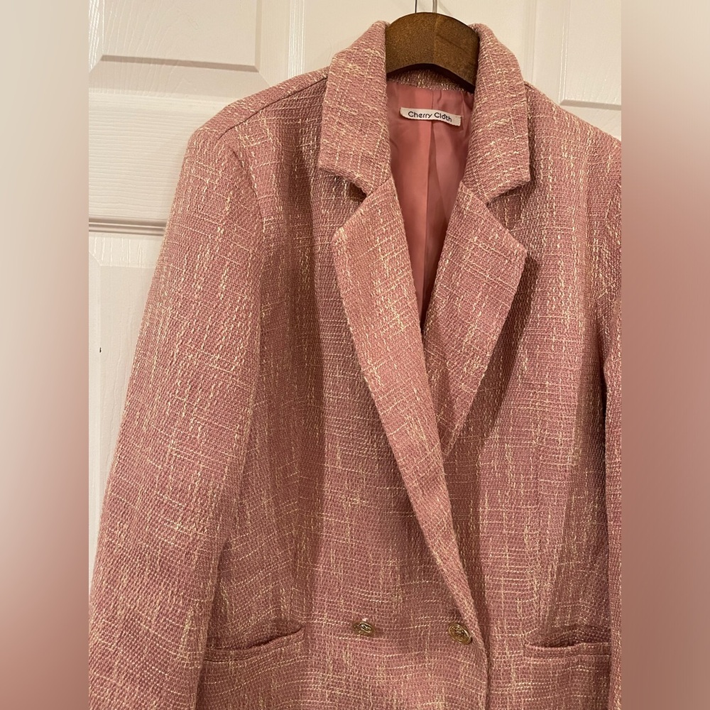 Gold Button Oversized Tweed Jacket - image 6